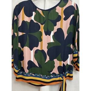 Womens Anthropologie Bl^nk London Florence Floral Artsy Tie Waist Blouse Small